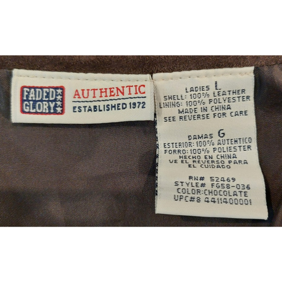 Faded Glory Vtg Large (12-14) Genuine Suede Leather Tie Front Jacket Brown - Picture 7 of 11